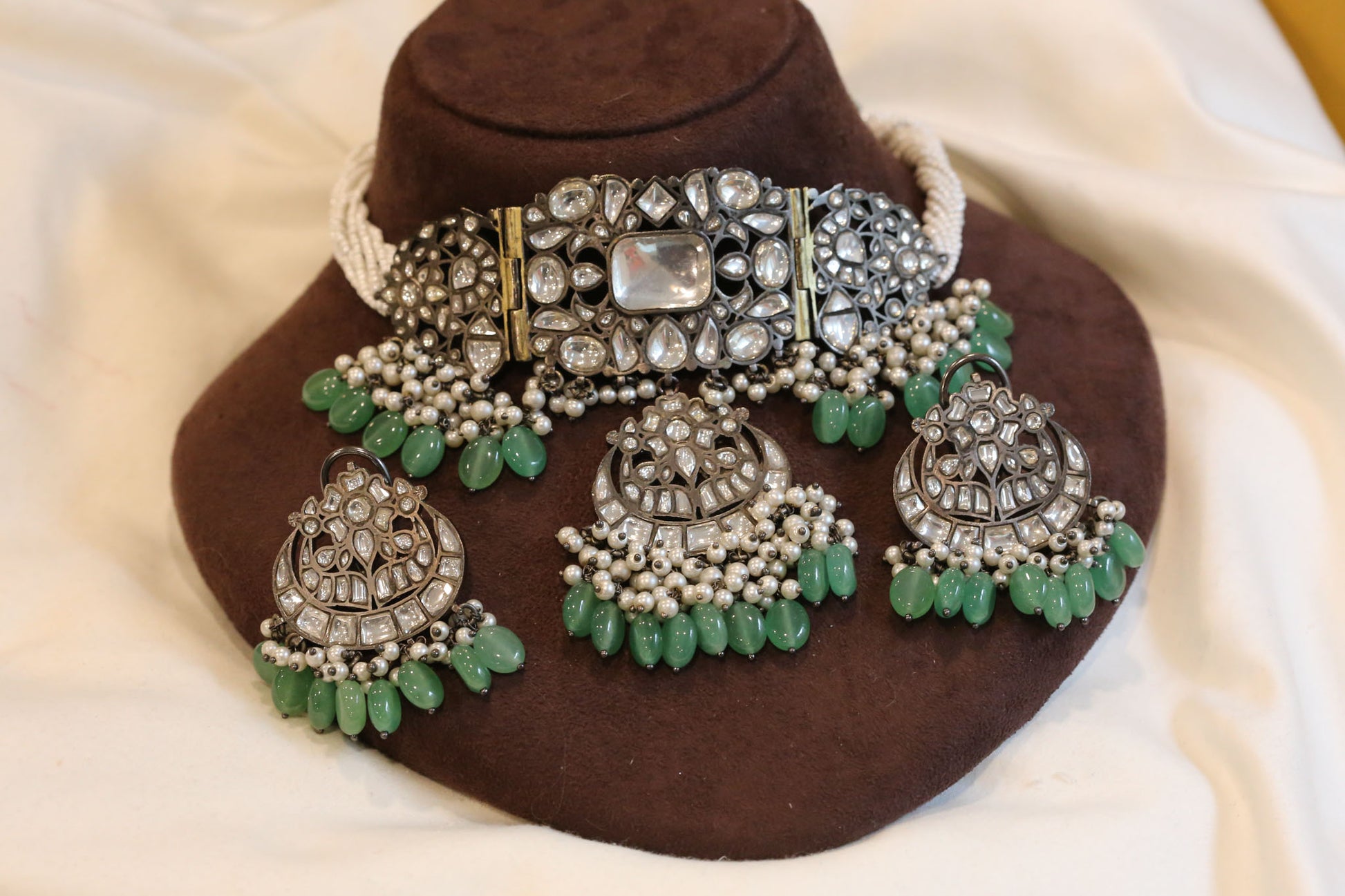 Kashish Victorian Oxidized Faceted Jadau Kundan Choker Set