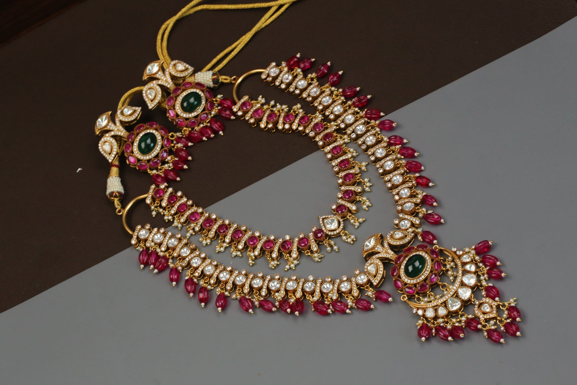Polki Kundan & Ruby Pota Doublet Necklace Set