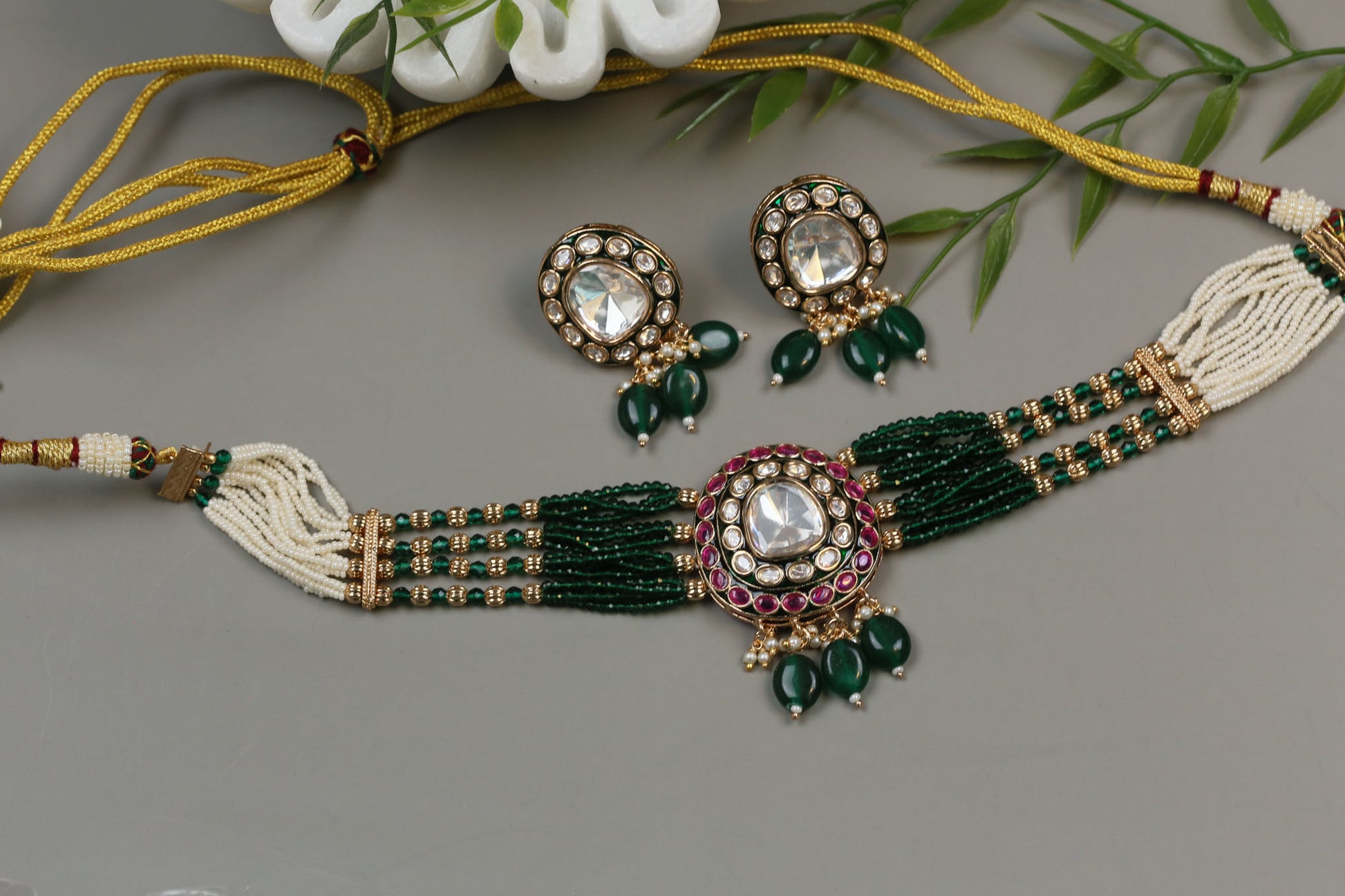 Uncut Kundan Choker Set - Green