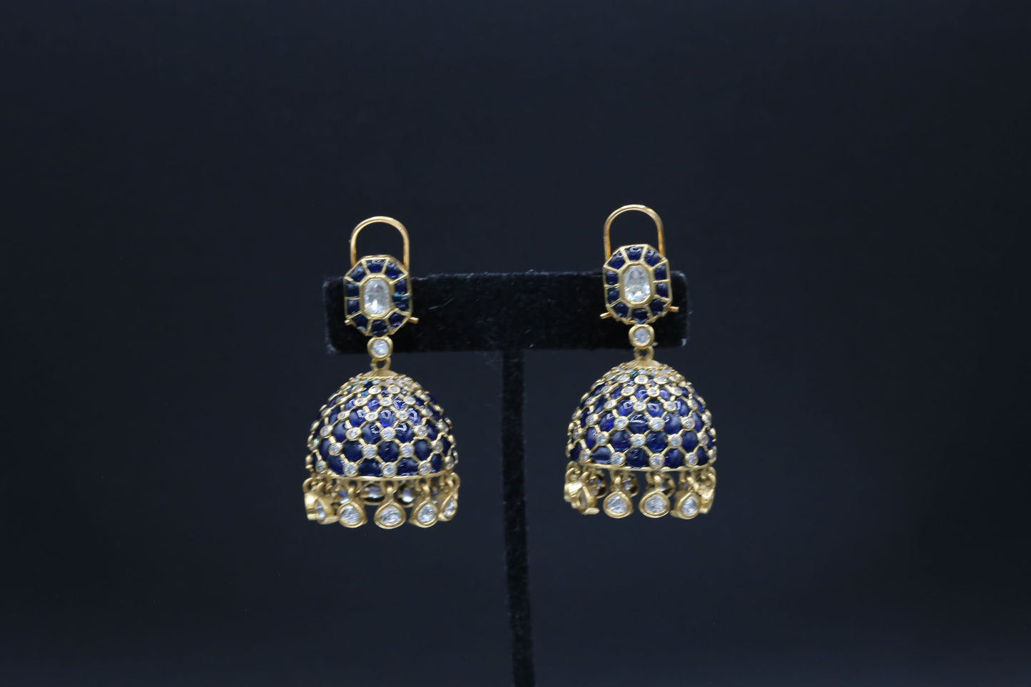 Takkar Kundan Polki Kundan Jhumka - Blue