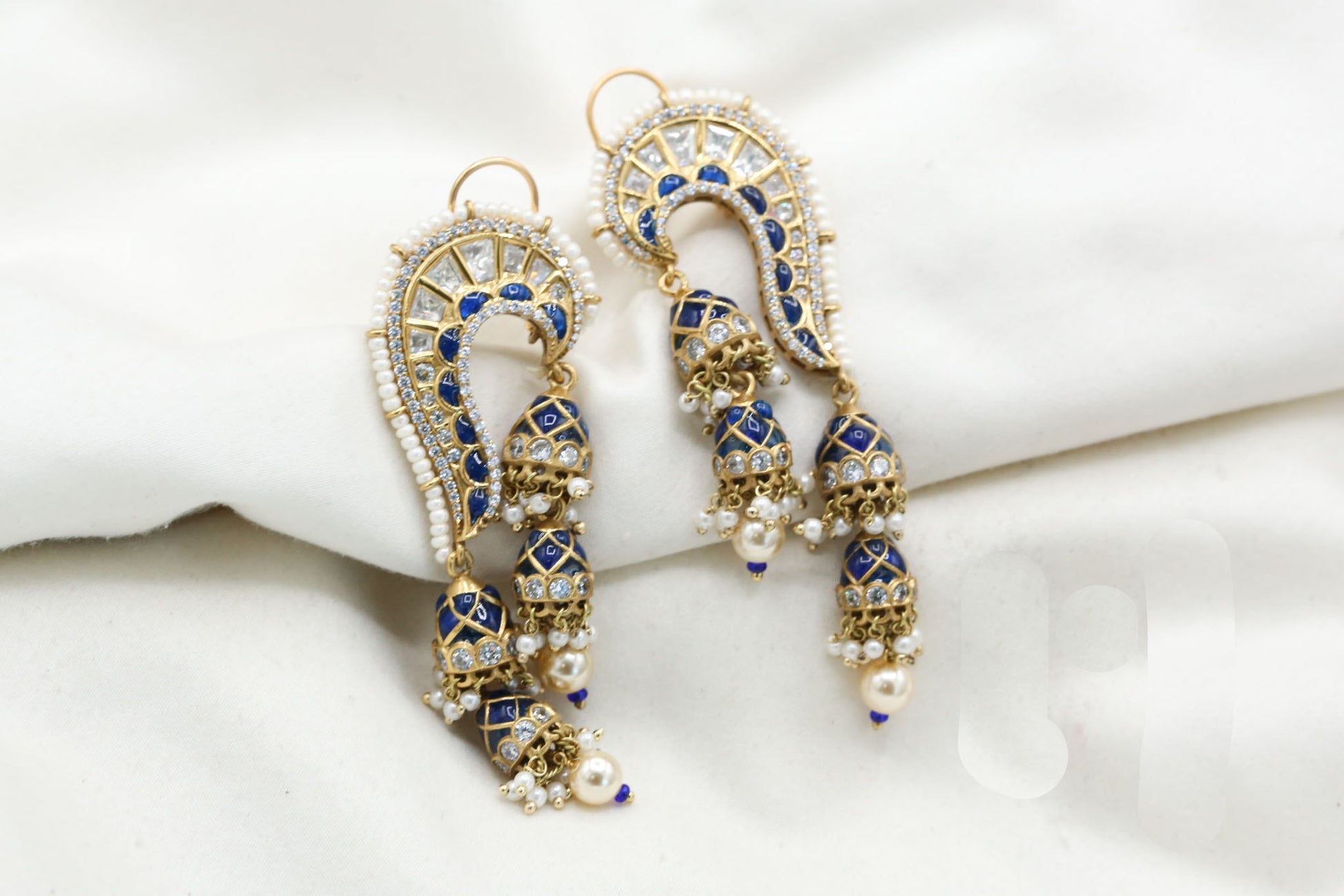Tanvi Takkar Kundan Polki Kundan Jhumka - Blue