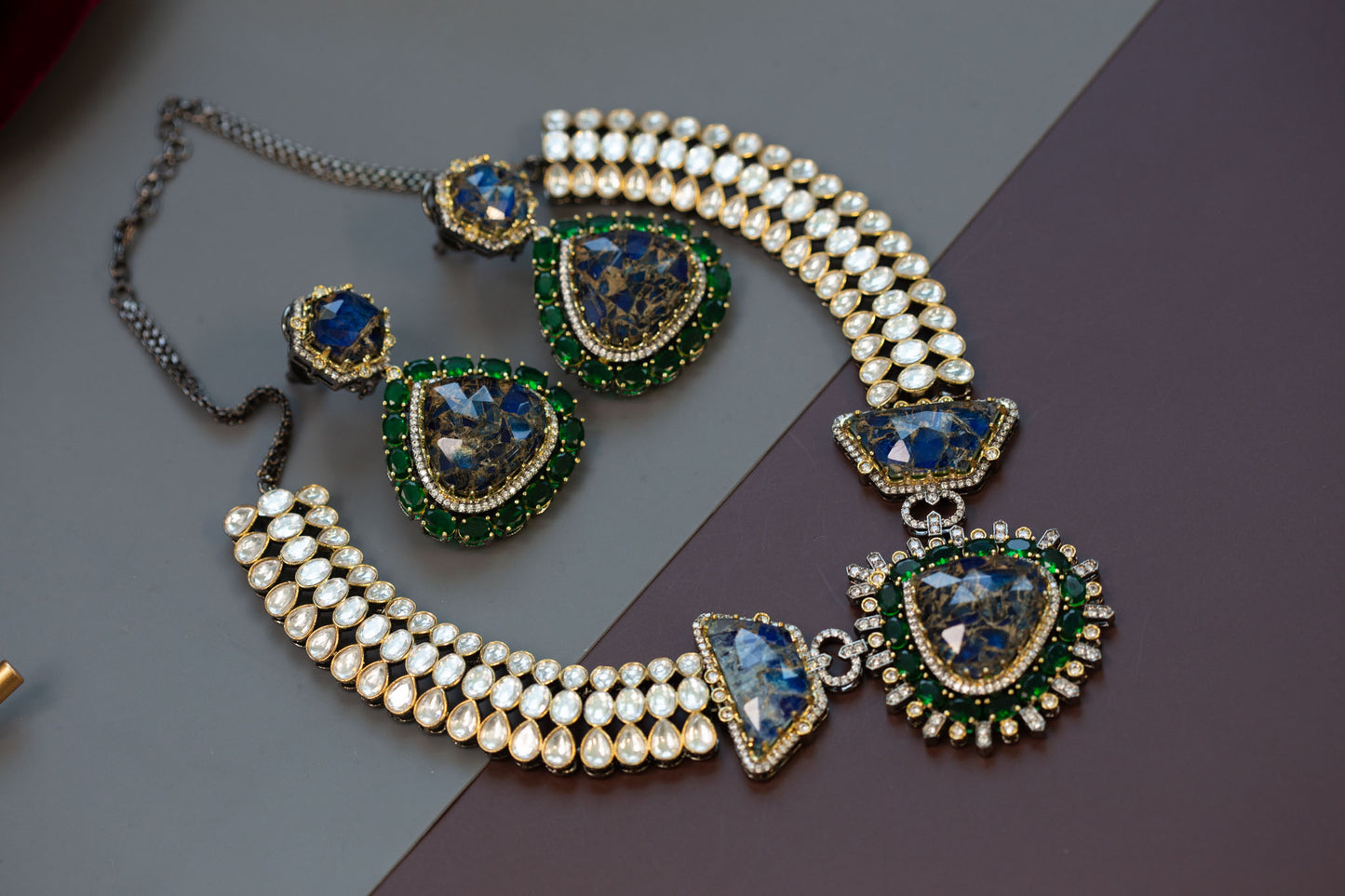 Mosaic Doublet & Kundan Necklace Set