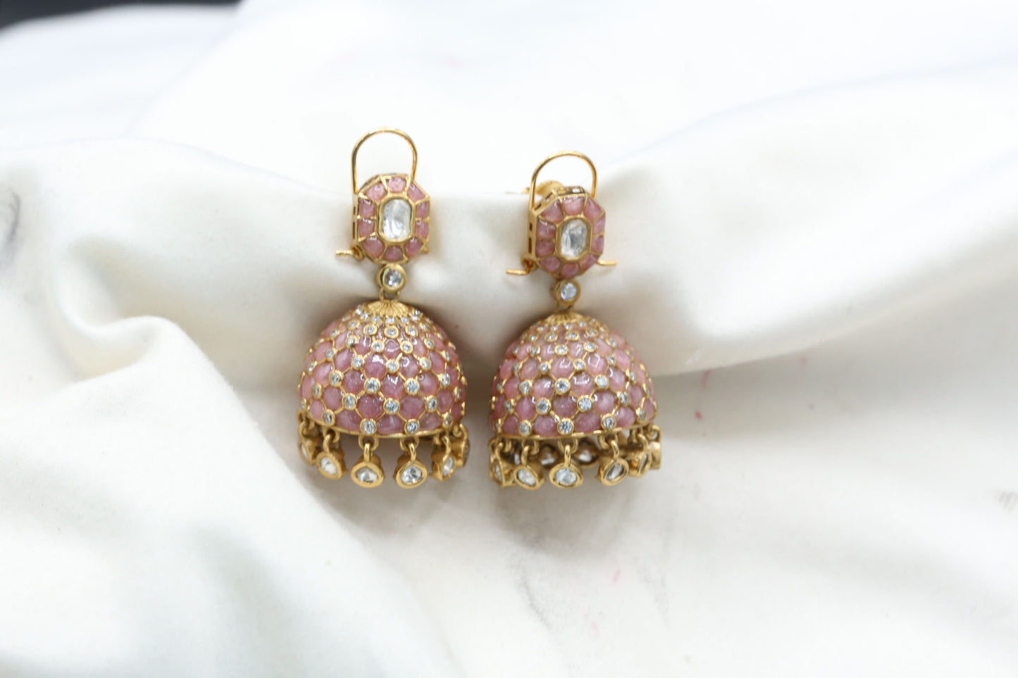 Takkar Kundan Polki Kundan Jhumka - Pink