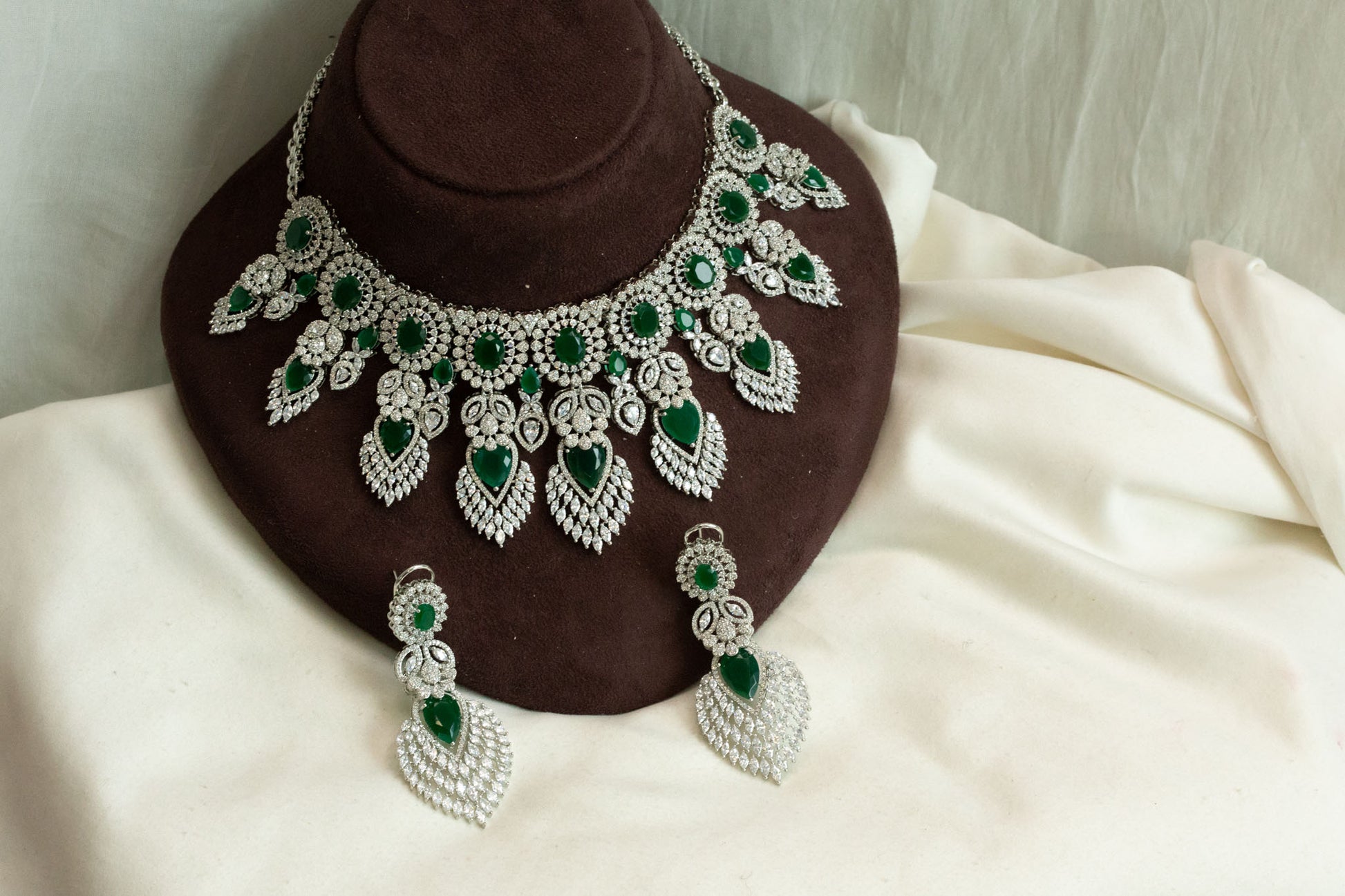 Amera Micro CZ & Green Doublet Necklace Set