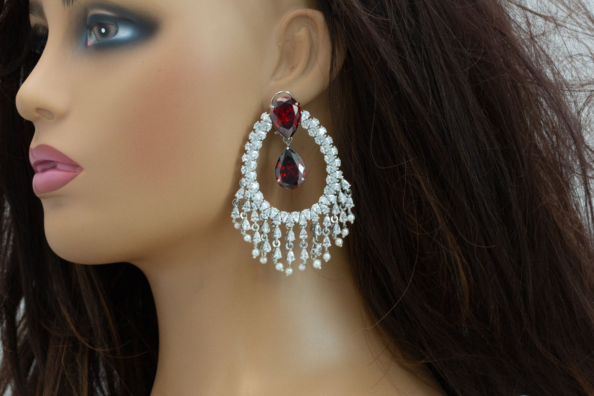Alia Bhatt CZ Earrings - Red