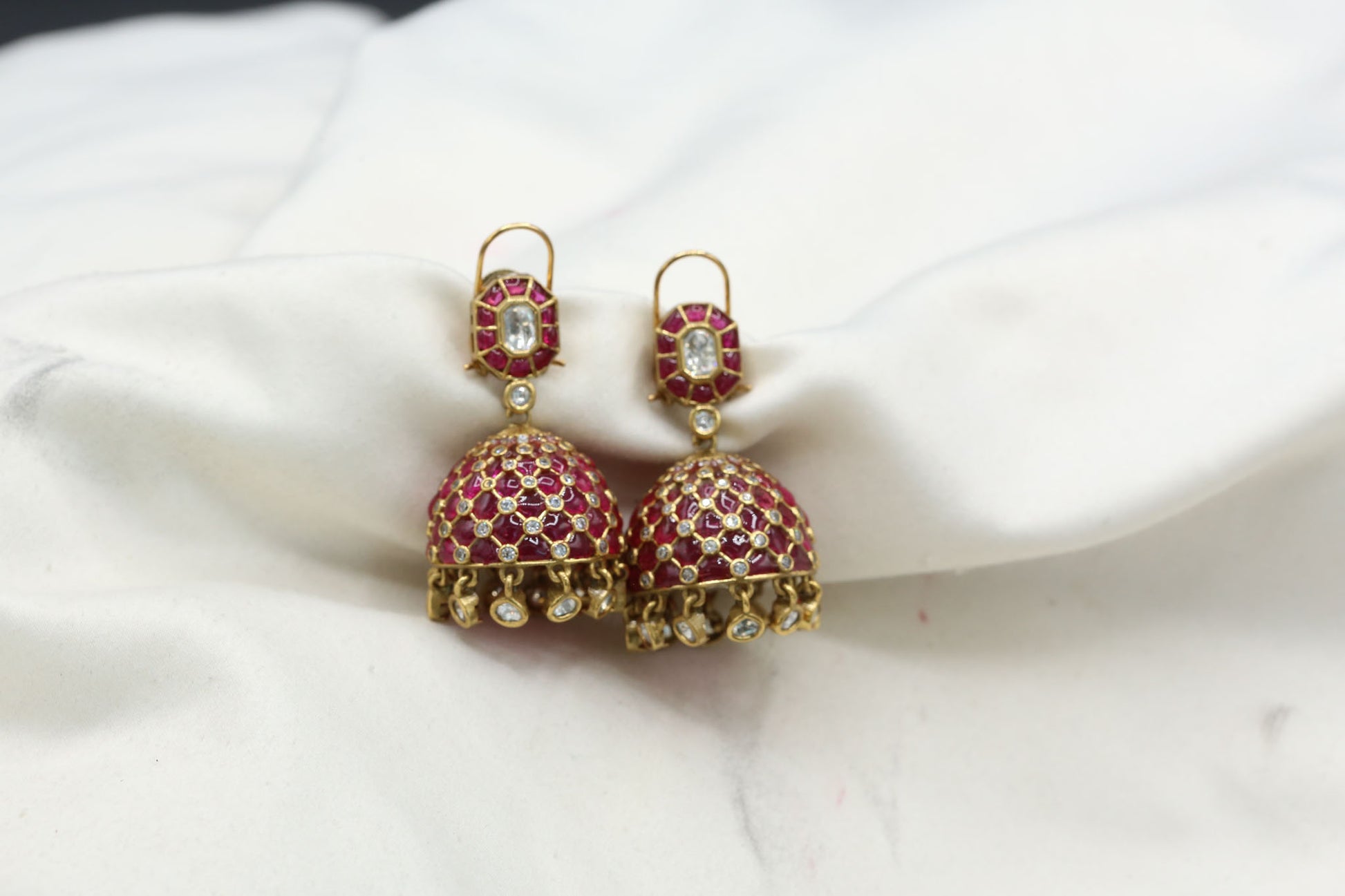 Takkar Kundan Polki Kundan Jhumka - Ruby