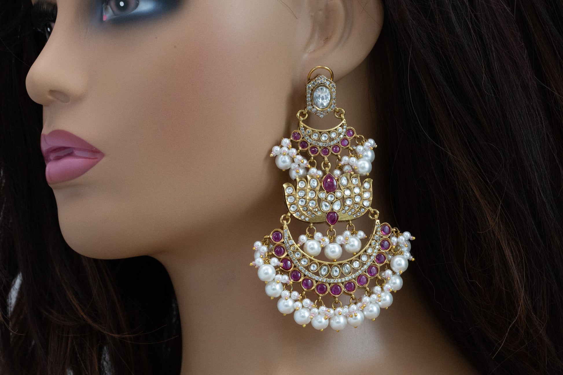 Alia Lotus Kundan Polki Earrings