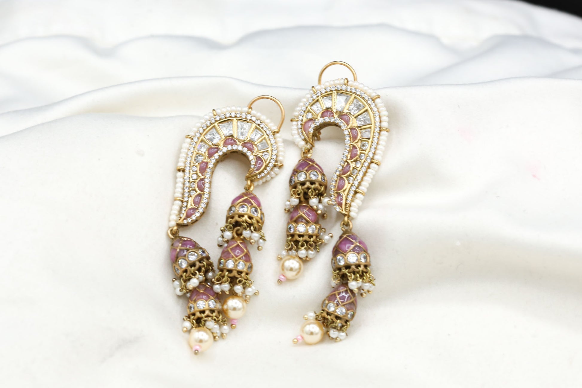Tanvi Takkar Kundan Polki Kundan Jhumka -Pink
