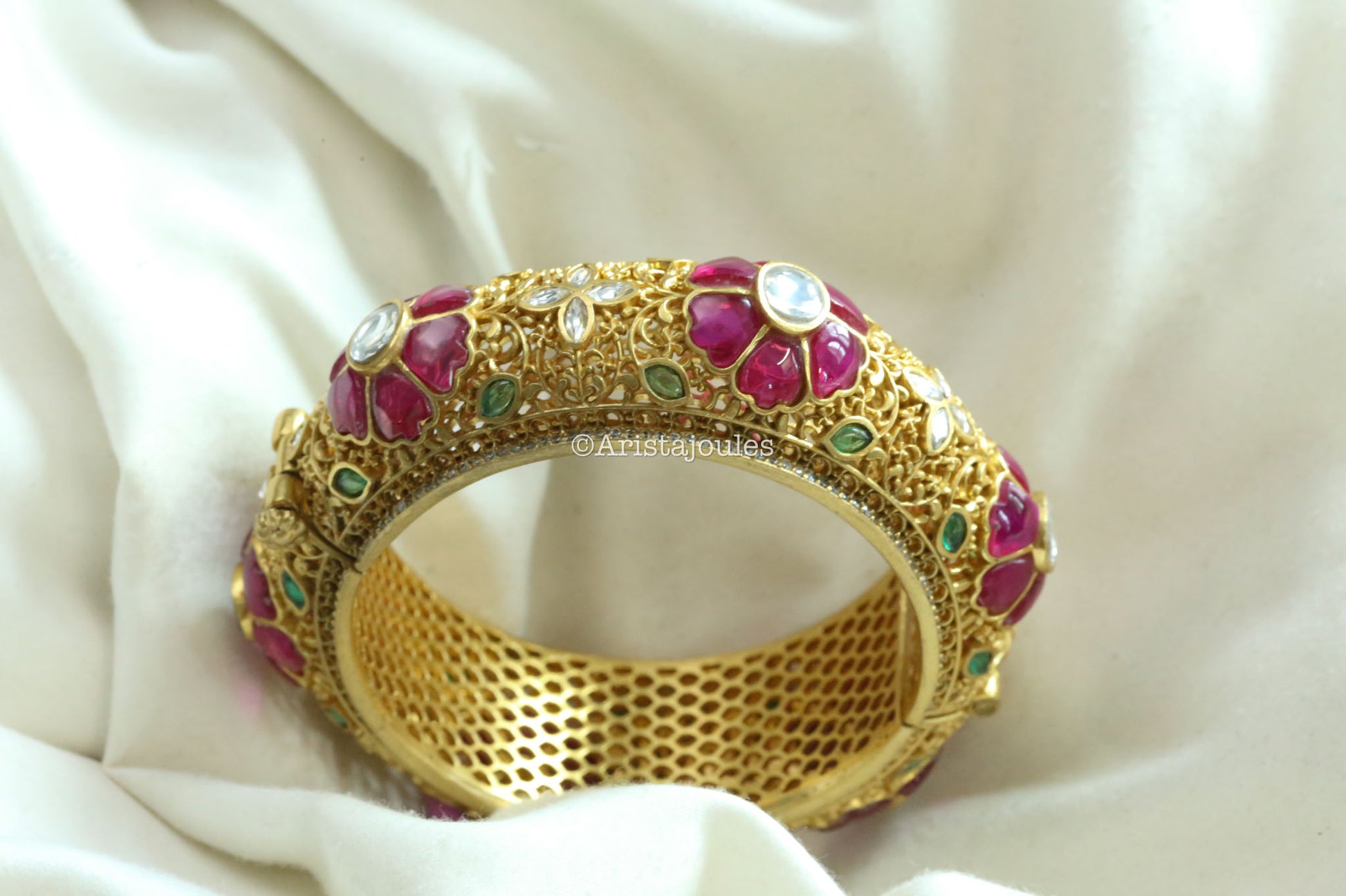 Zareen Premium Designer Jadau Kundan Bracelet  (Openable 2.4)