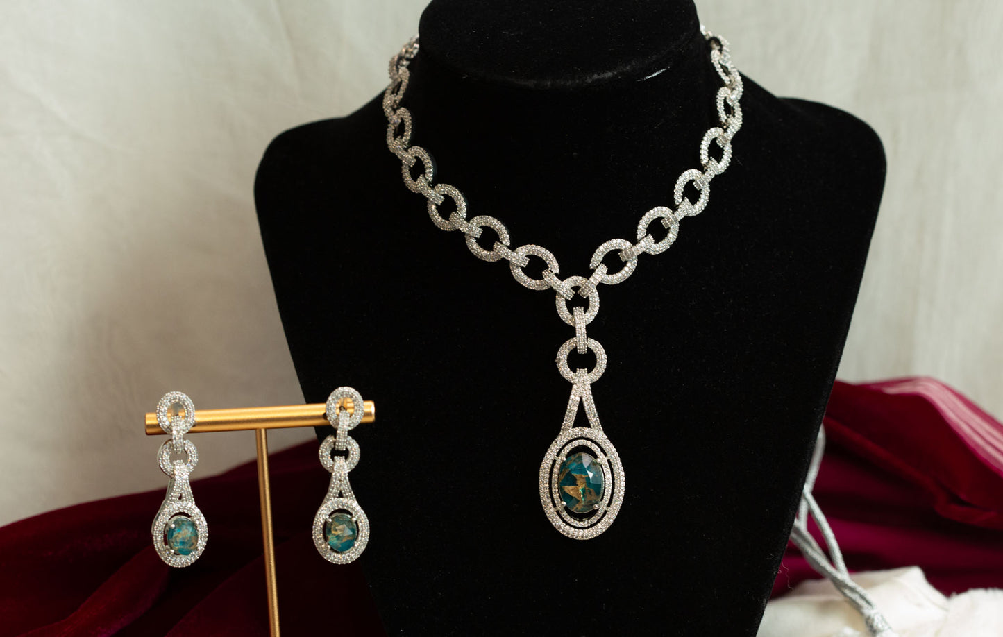 Noori Micro CZ & Mosiac Doublet Necklace Set