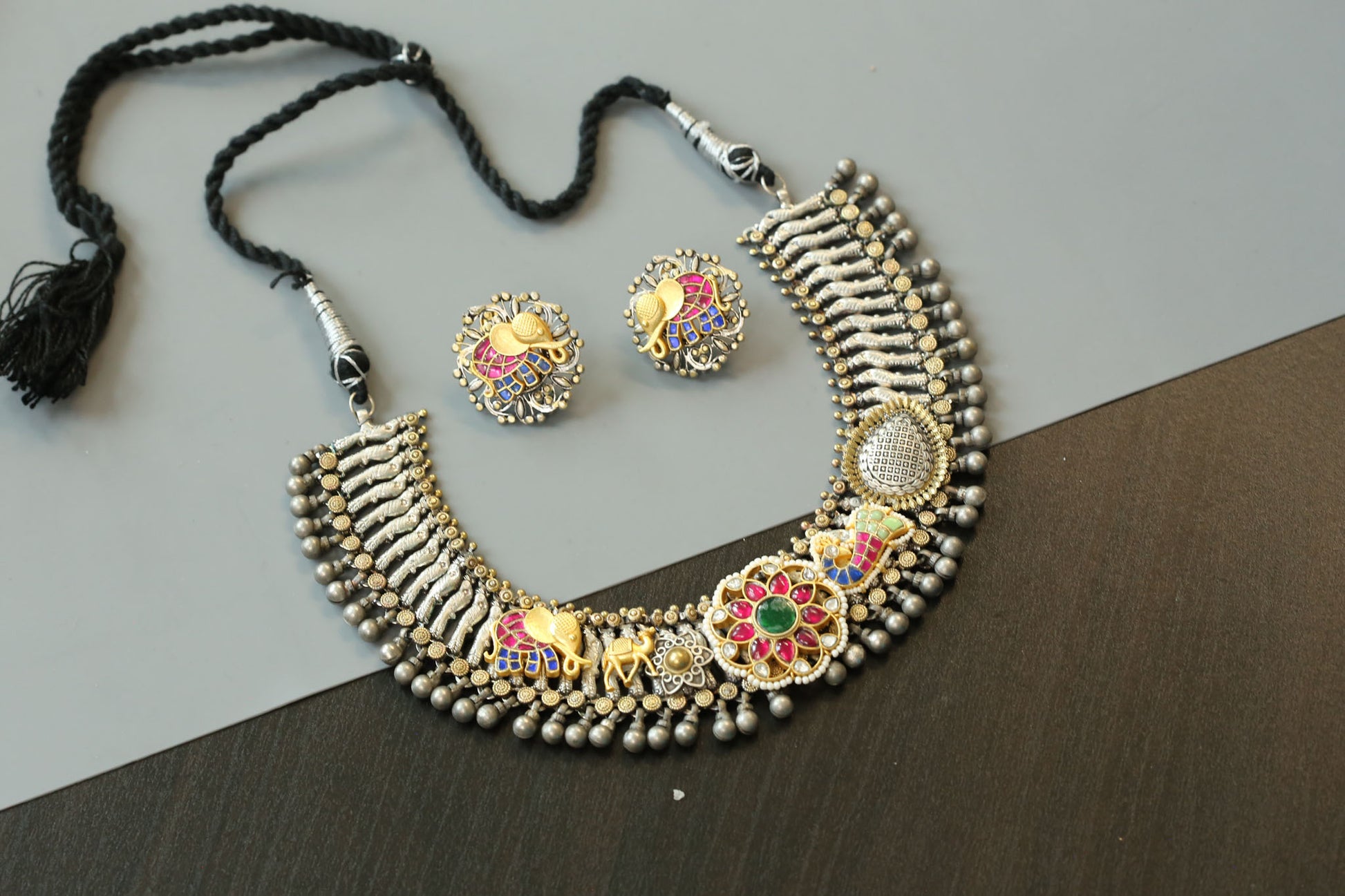 Jeet Fusion Kundan Brass Necklace Set