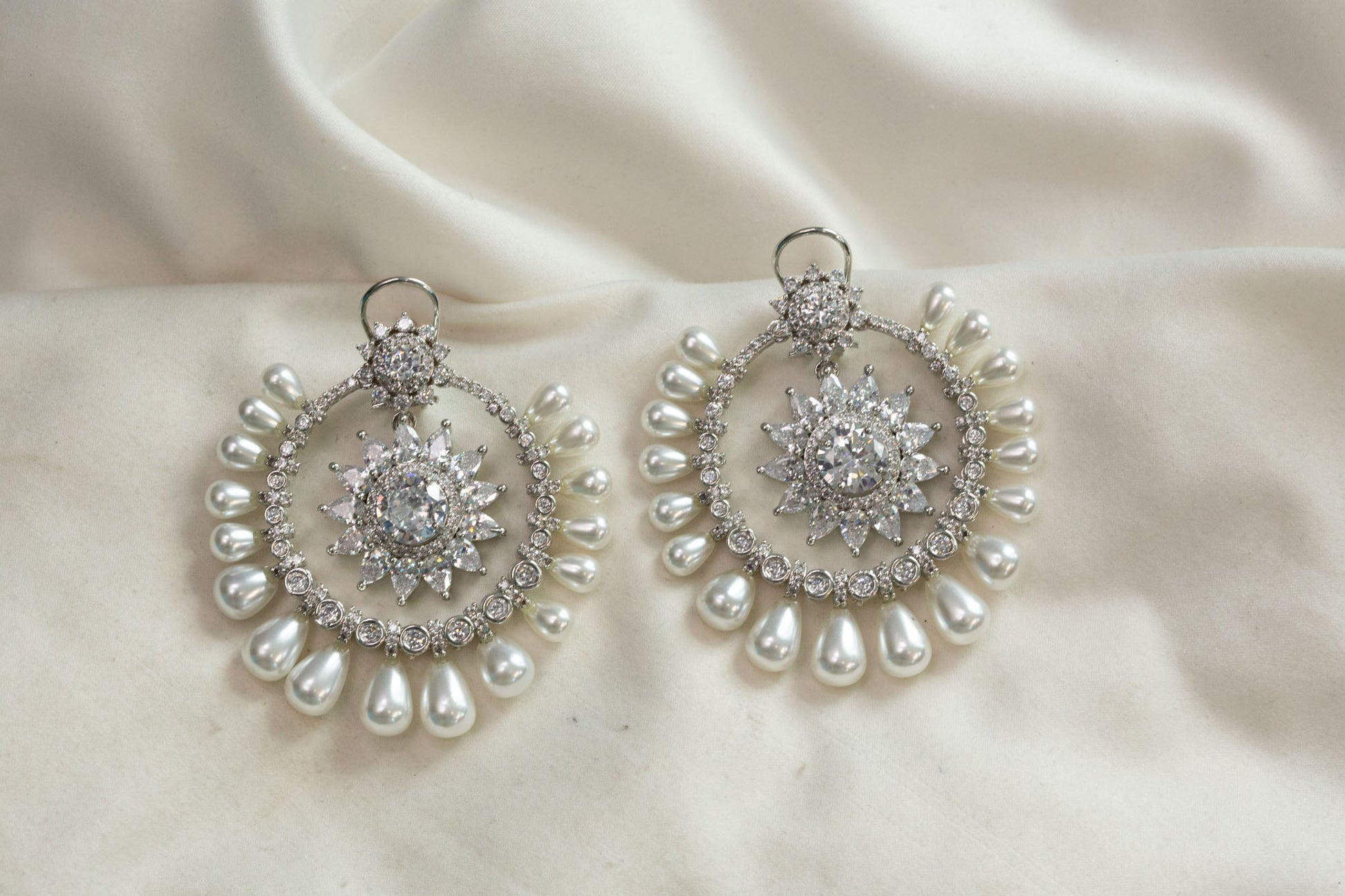 Neeta Austrian Crystals Pearl Chandbaali