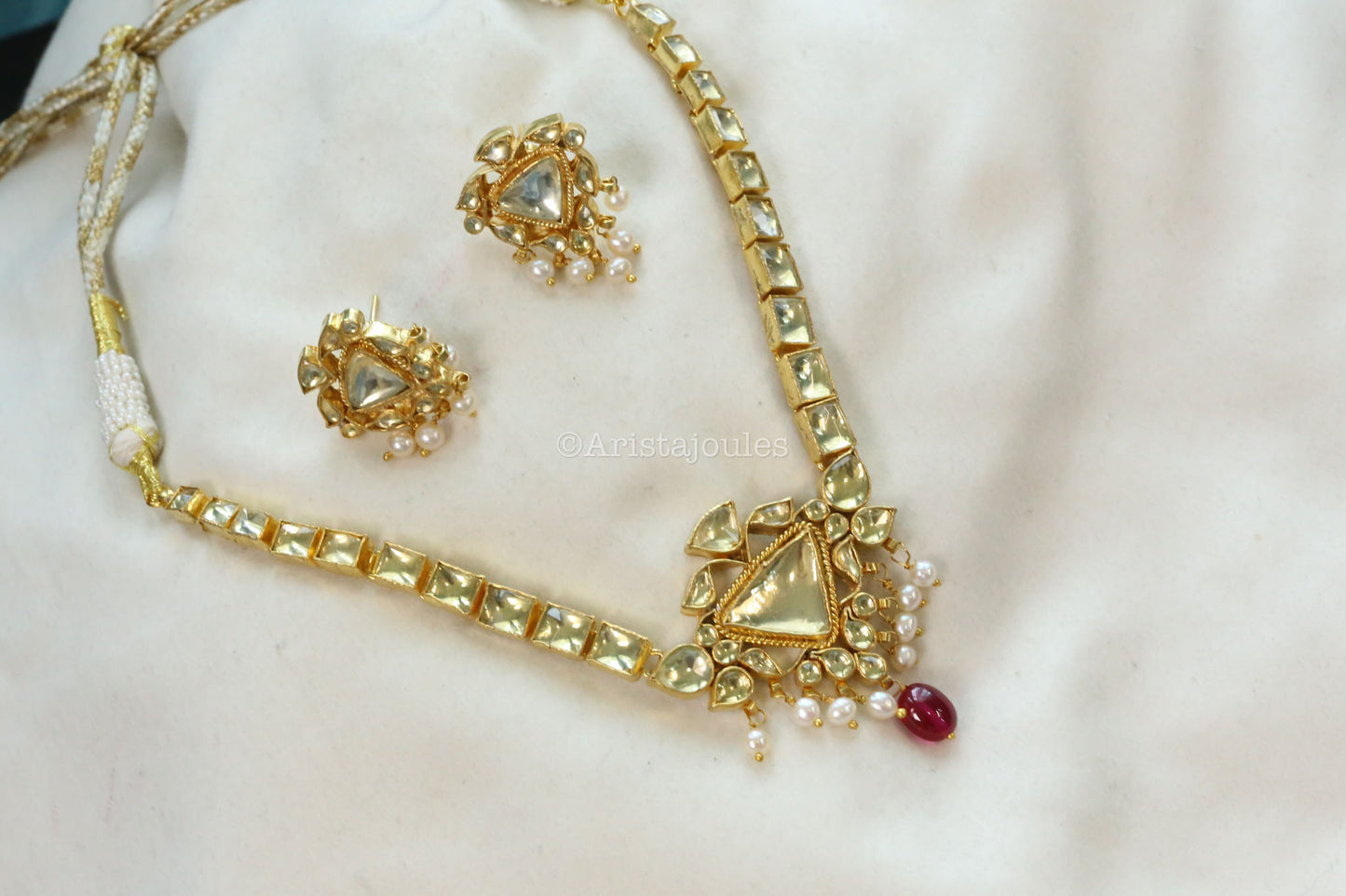 Suvarna Fresh Water Pearls & Yellow Polki Kundan Set