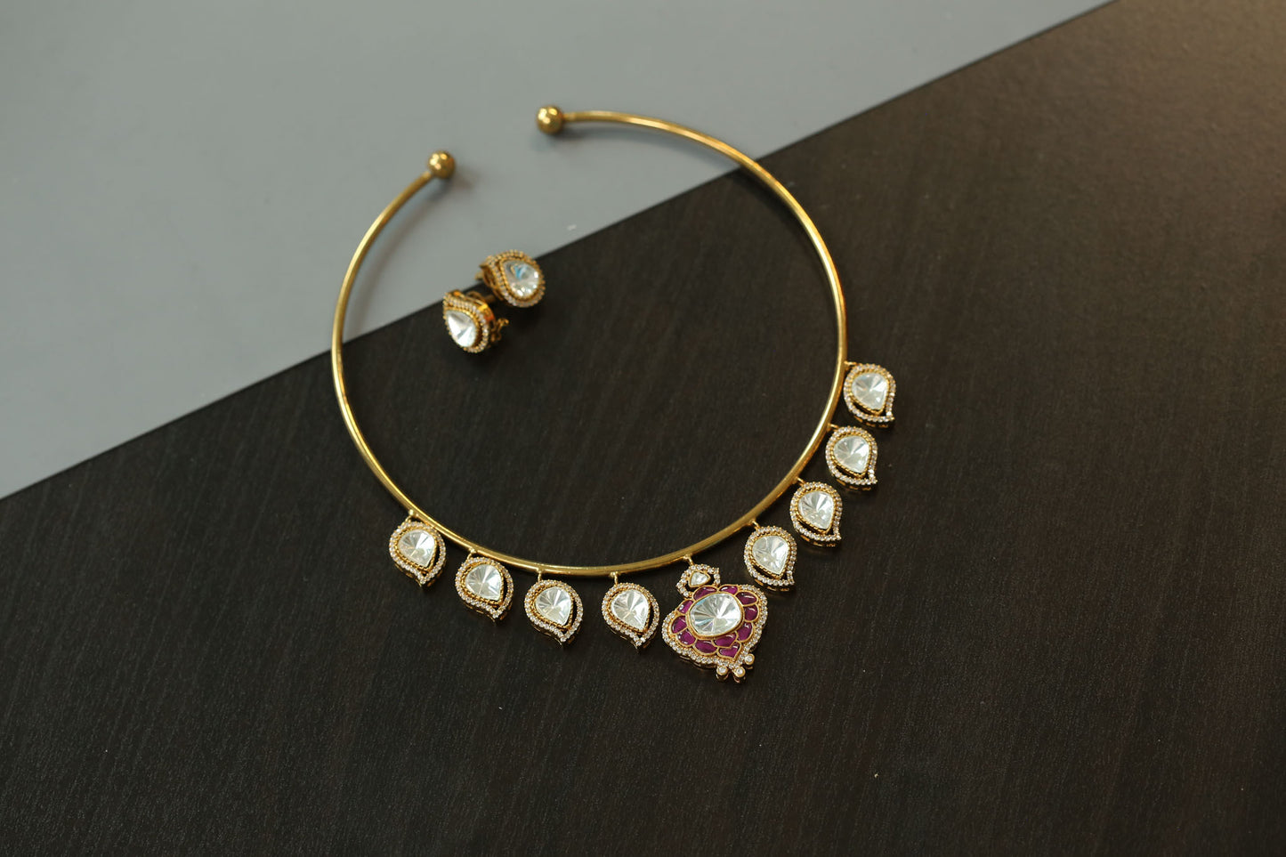Premium Polki Kundan Hasli Set