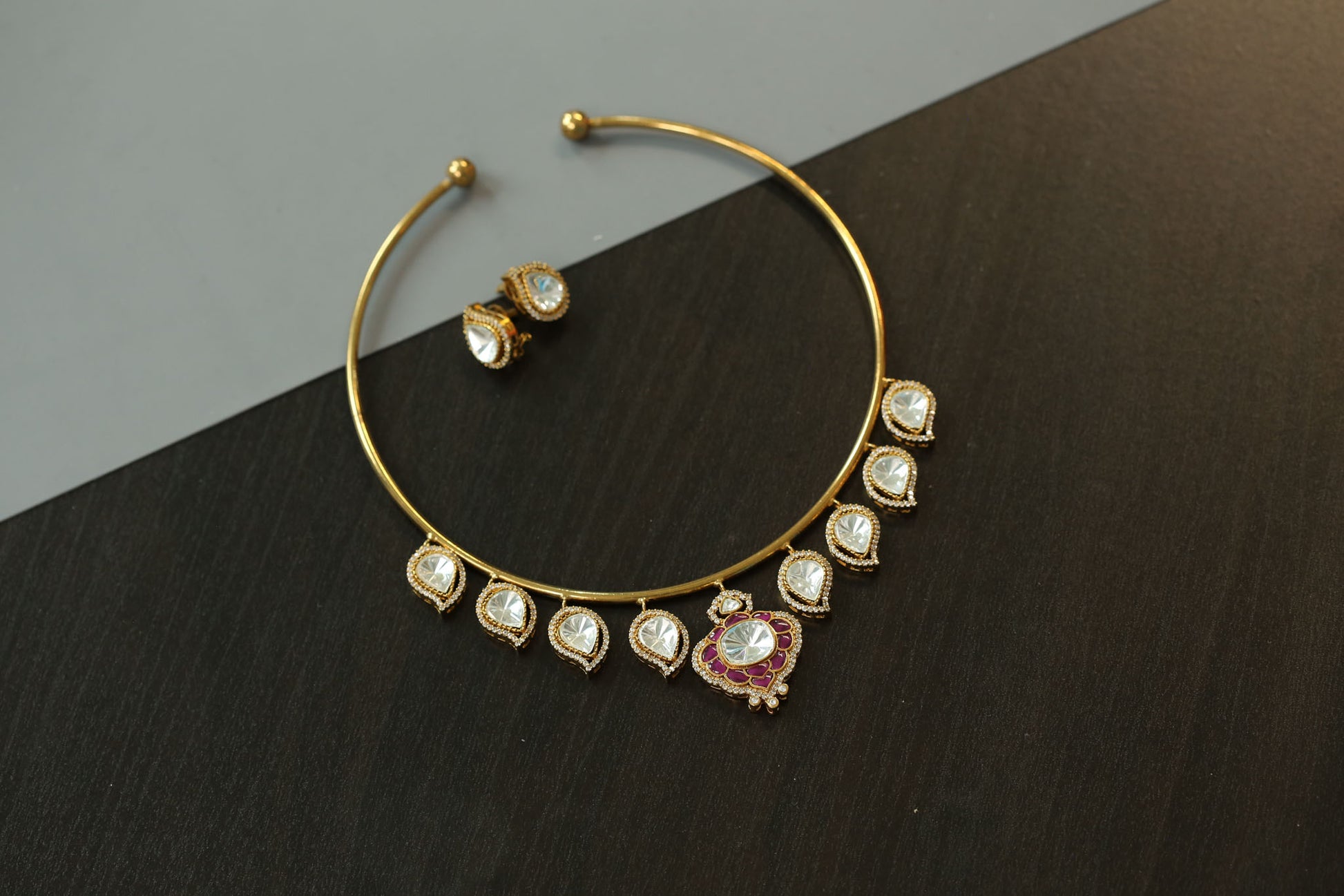 Premium Polki Kundan Hasli Set