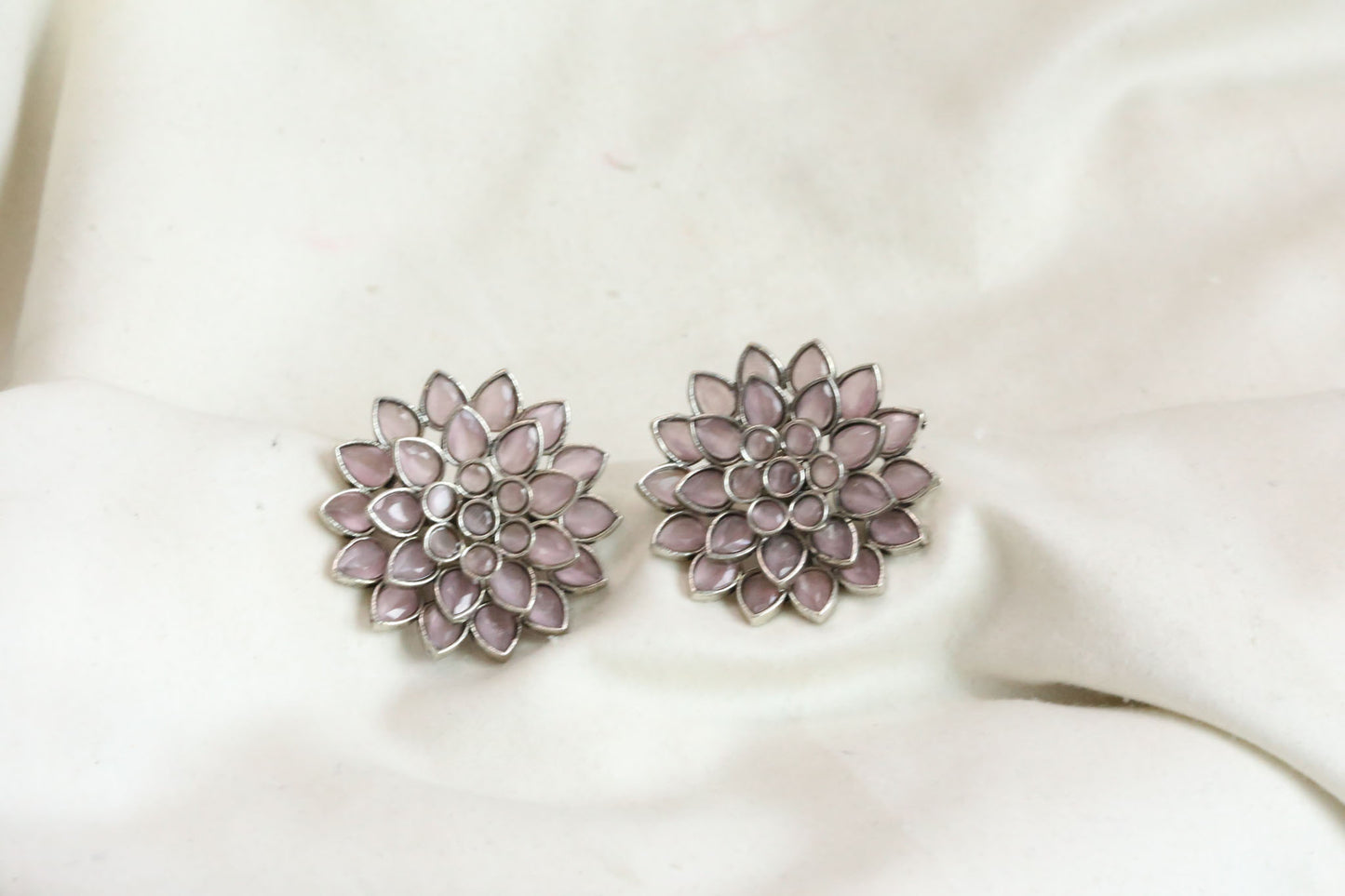 3-In-1 Oversized Oxidized Studs- Pink