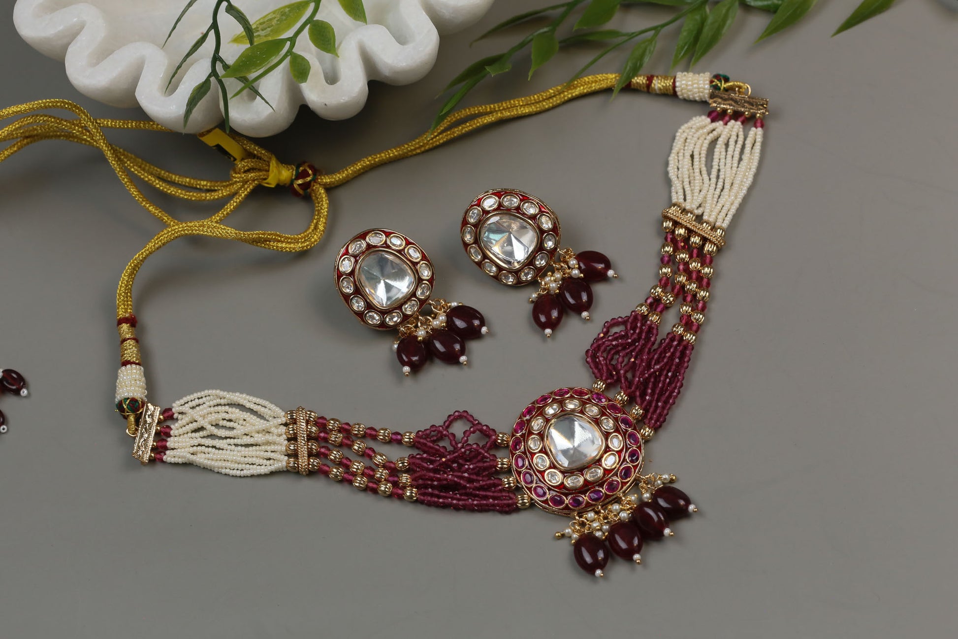 Uncut Kundan Choker Set - Red
