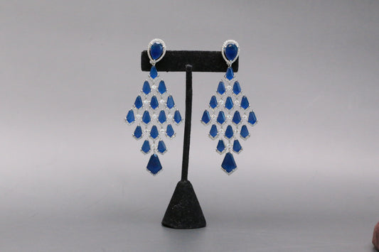 Premium CZ Doublet Earrings - Blue