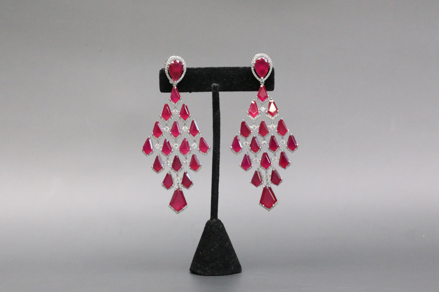Premium CZ Doublet Earrings - Ruby