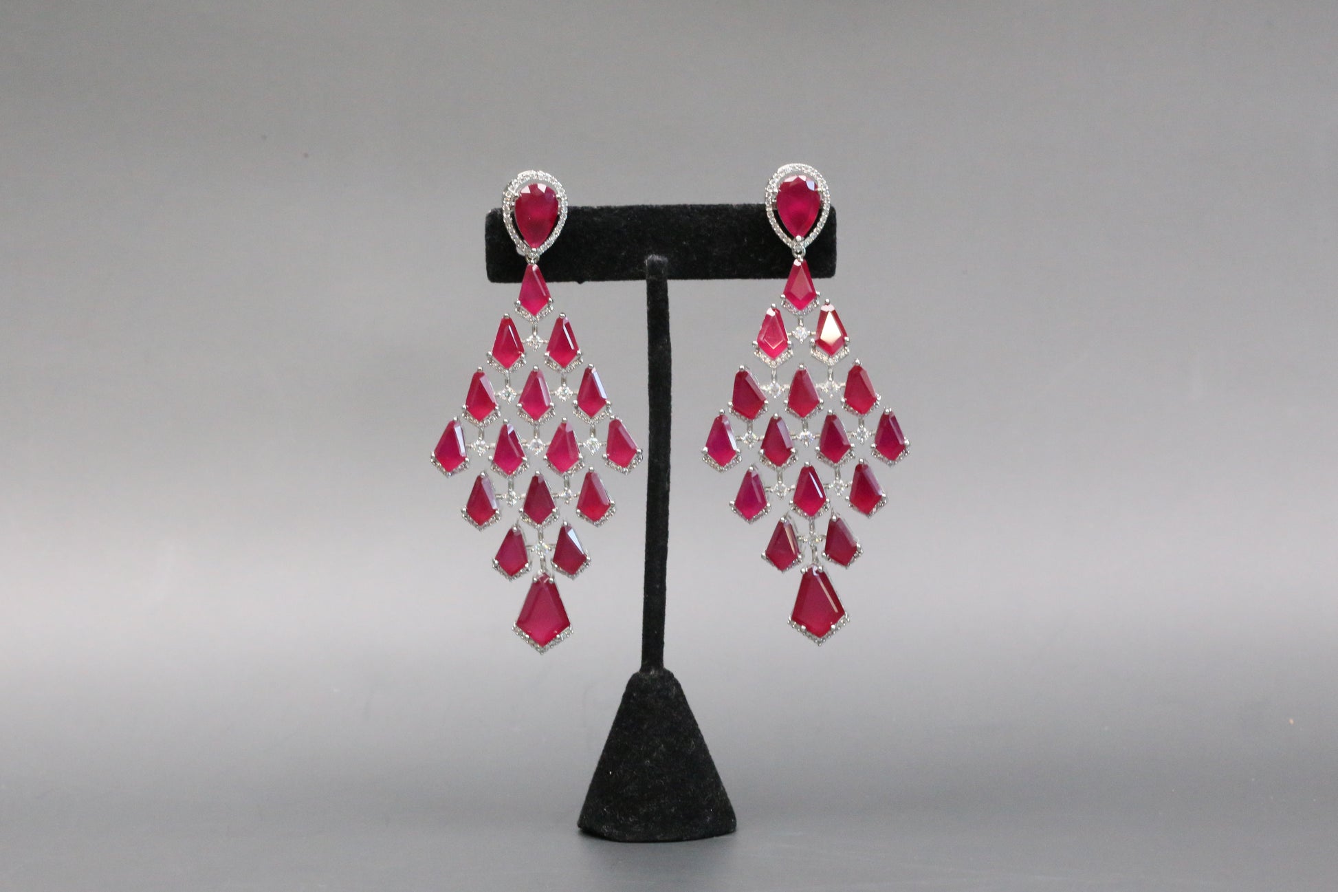 Premium CZ Doublet Earrings - Ruby