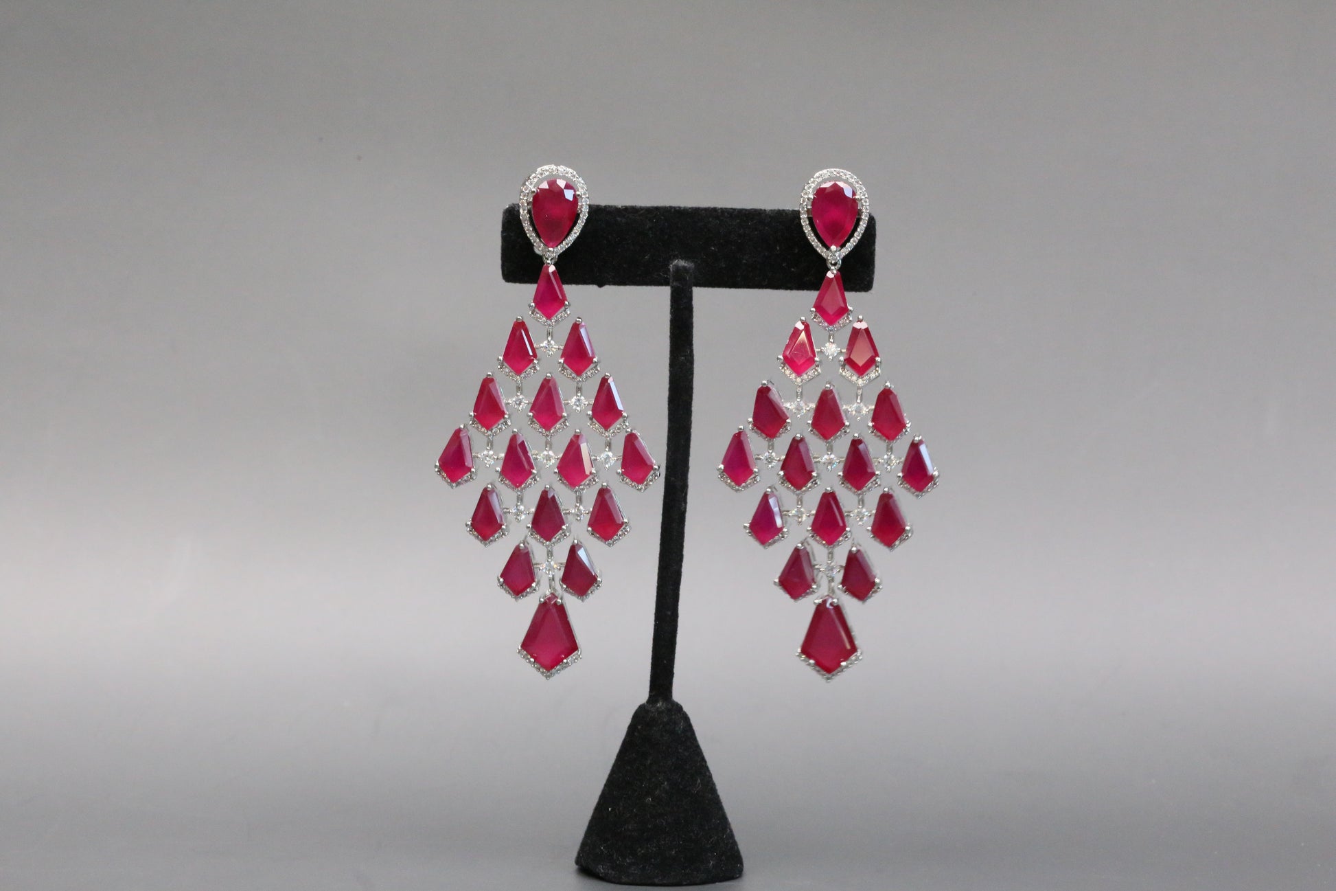 Premium CZ Doublet Earrings - Ruby