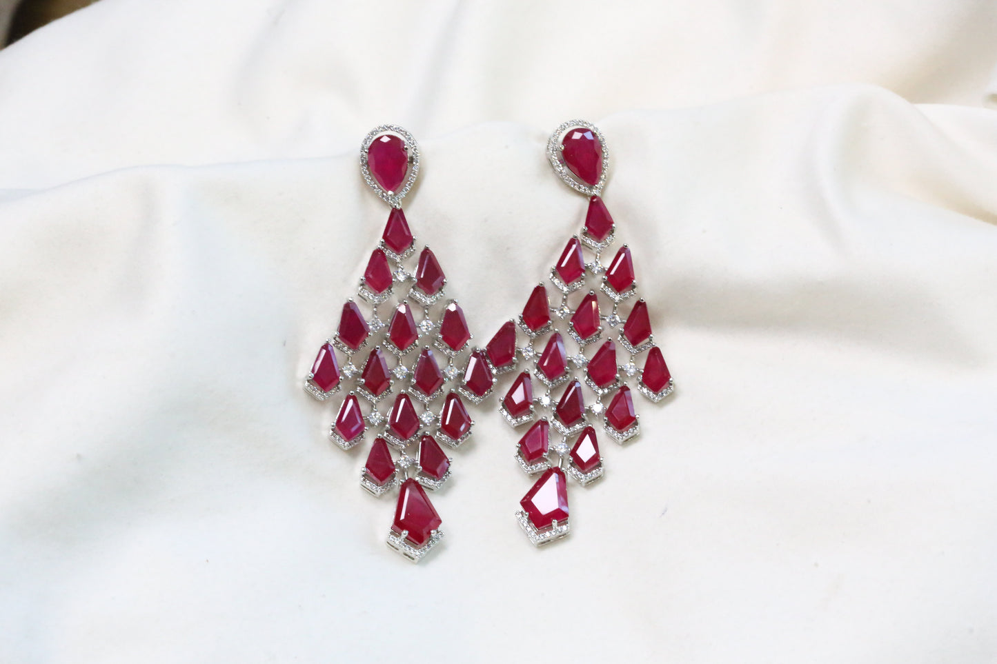 Premium CZ Doublet Earrings - Ruby