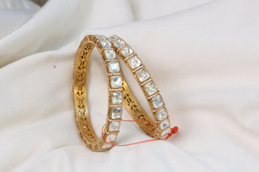 Shruti Real Moissanite Polki Bangle Set (2.6)