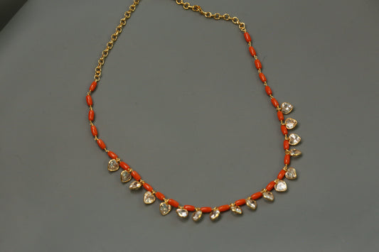 Coral Beaded CZ Drops Mala