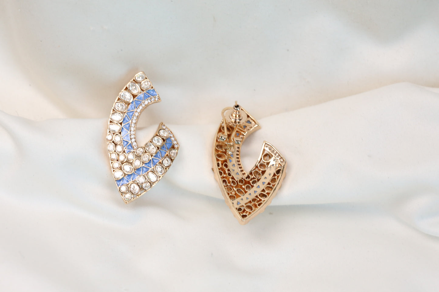 Premium Quality Moissanite Enamel Studs - Blue