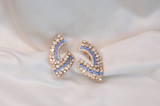 Premium Quality Moissanite Enamel Studs - Blue