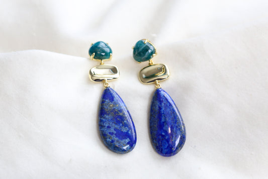 Meera Semiprecious Lapis & Apatite Earrings