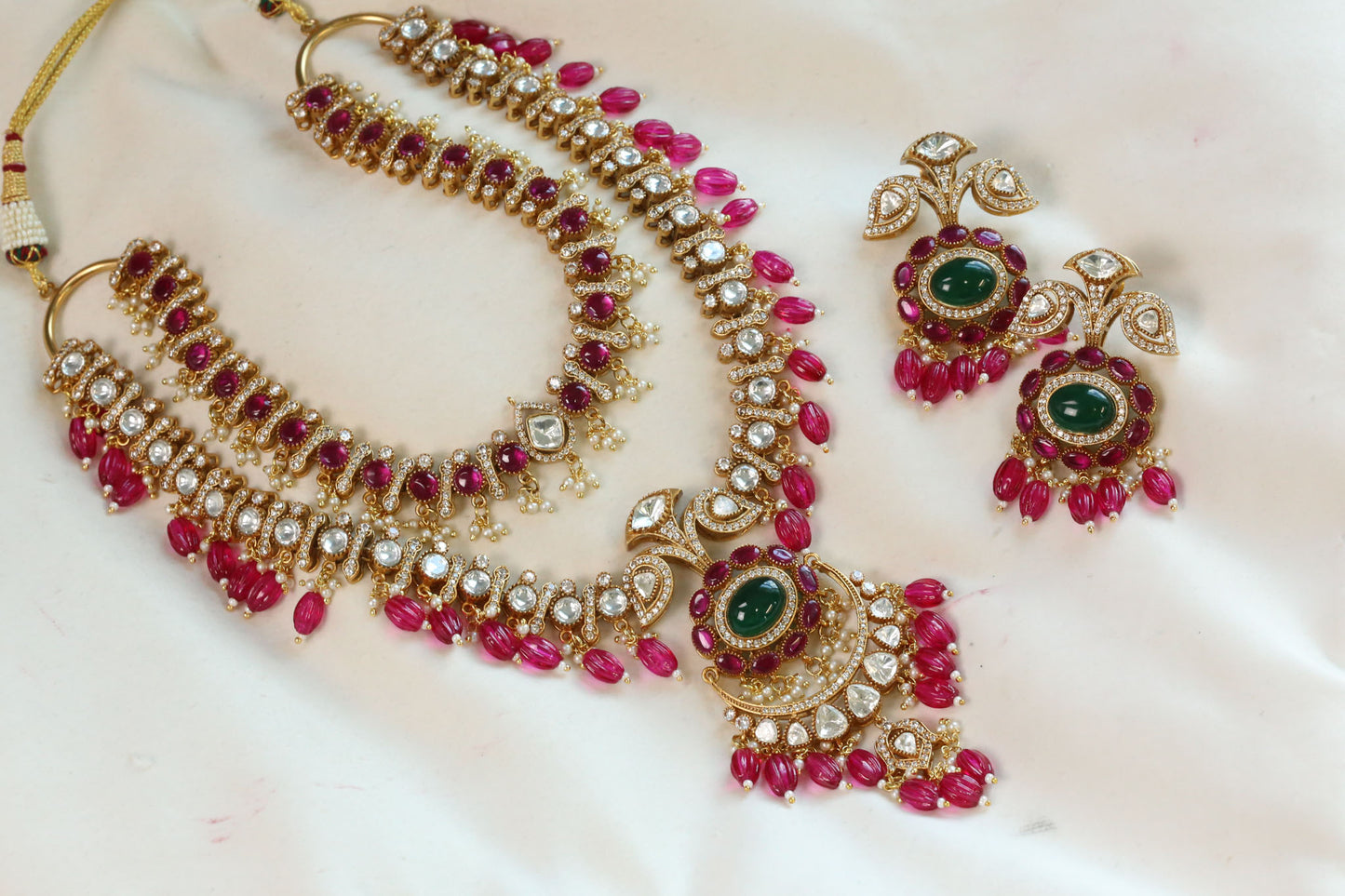 Polki Kundan & Ruby Pota Doublet Necklace Set
