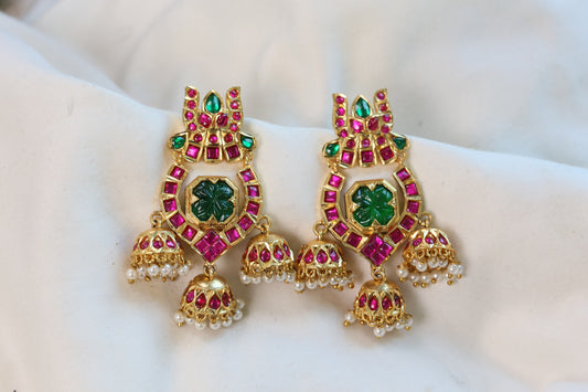 Sakshi Multicolor Layered Jadau  Jhumka