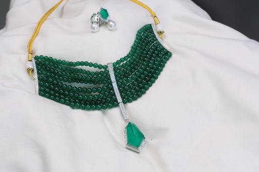 Shilpa Doublet Choker Set - Green
