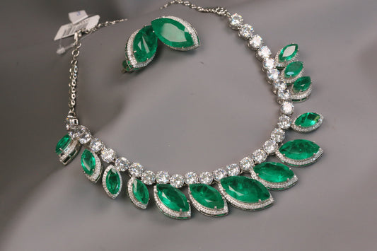 Designer Solitaire CZ & Green Doublet Set