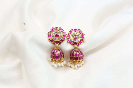 Deepa Kundan Jadau Jhumka - Fresh Water Pearls
