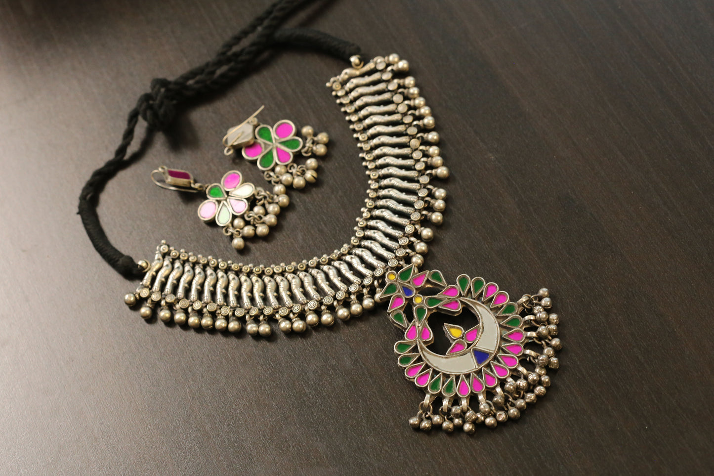 Real Glass Oxidized Necklac (T103-16)