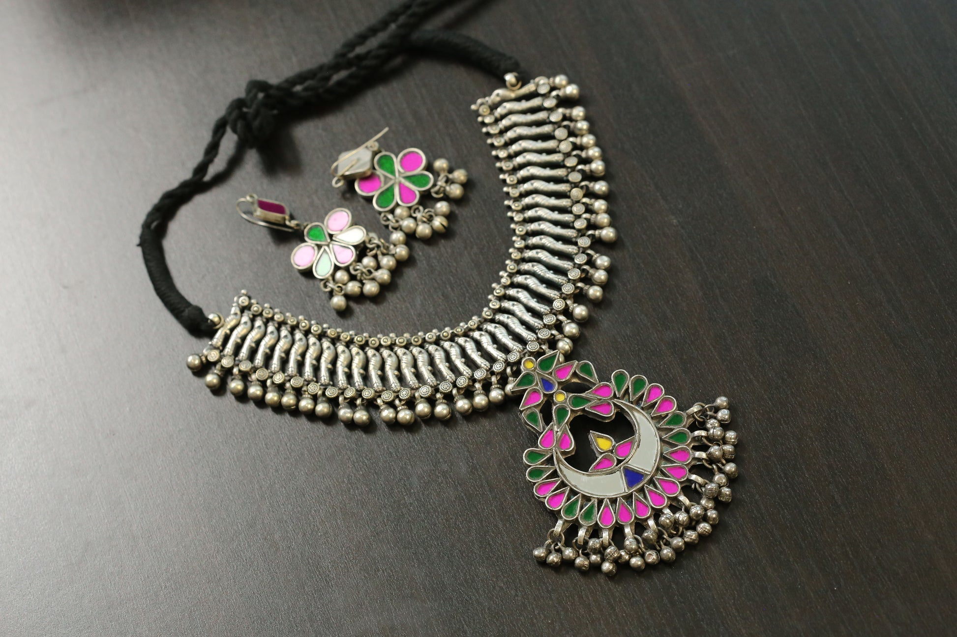 Real Glass Oxidized Necklac (T103-16)