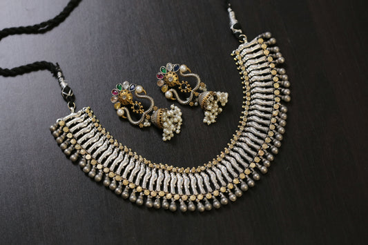 Taruna Dual Tone Oxidized Necklace (T103-25)