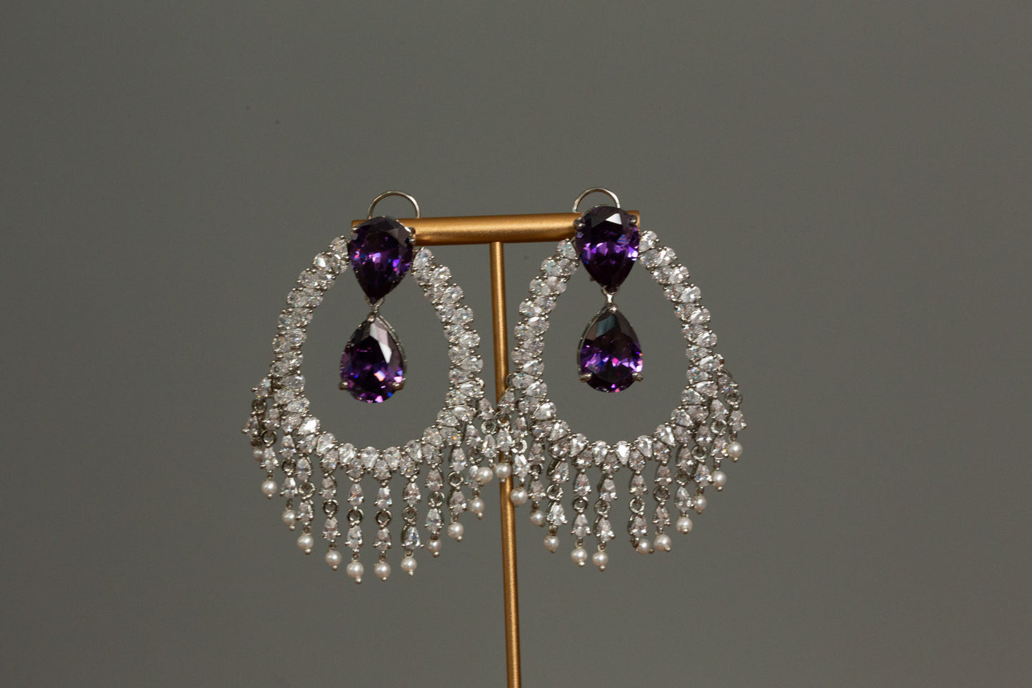 Alia Bhatt CZ Earrings - Purple
