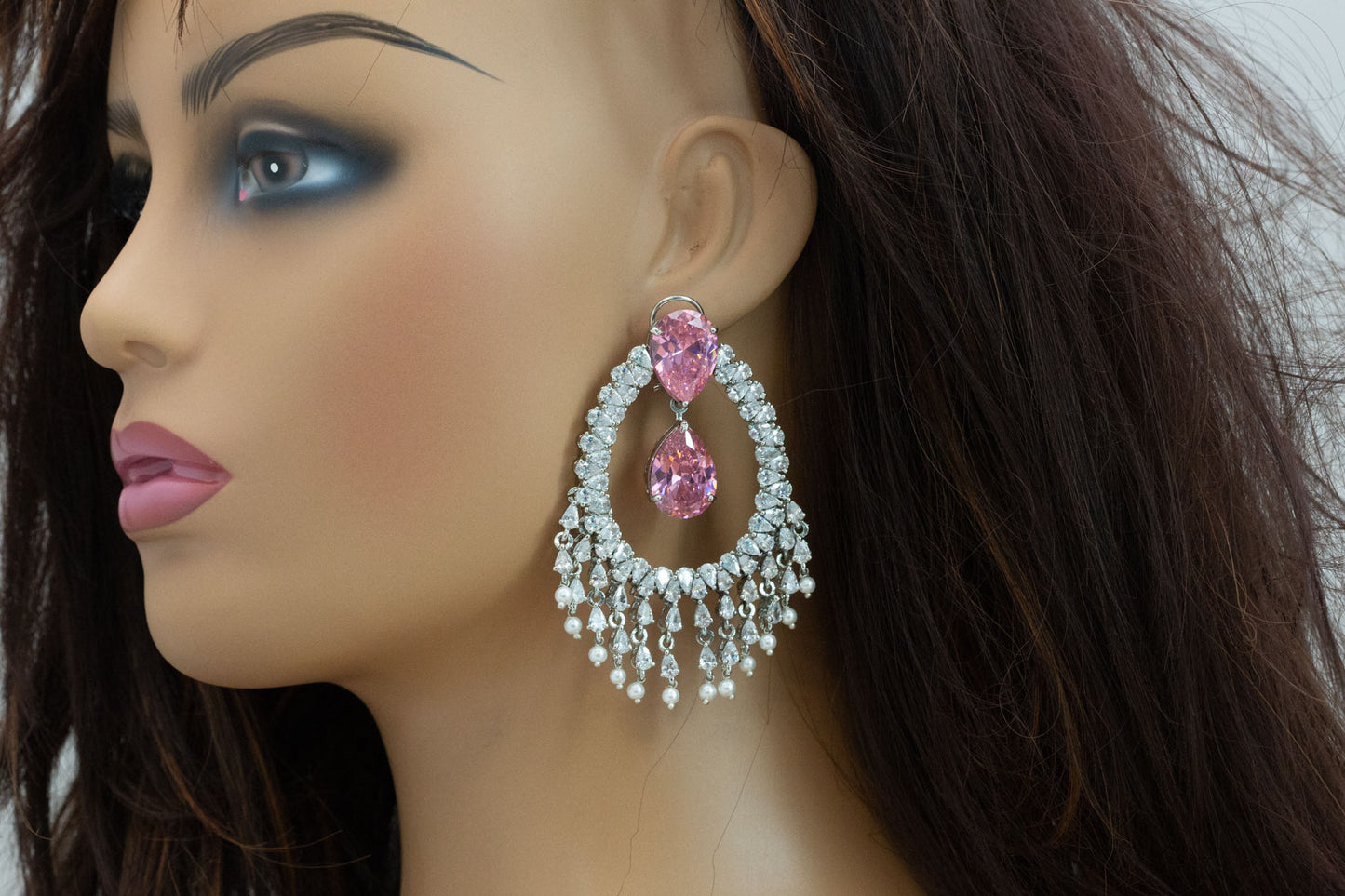 Alia Bhatt CZ Earrings - Pink