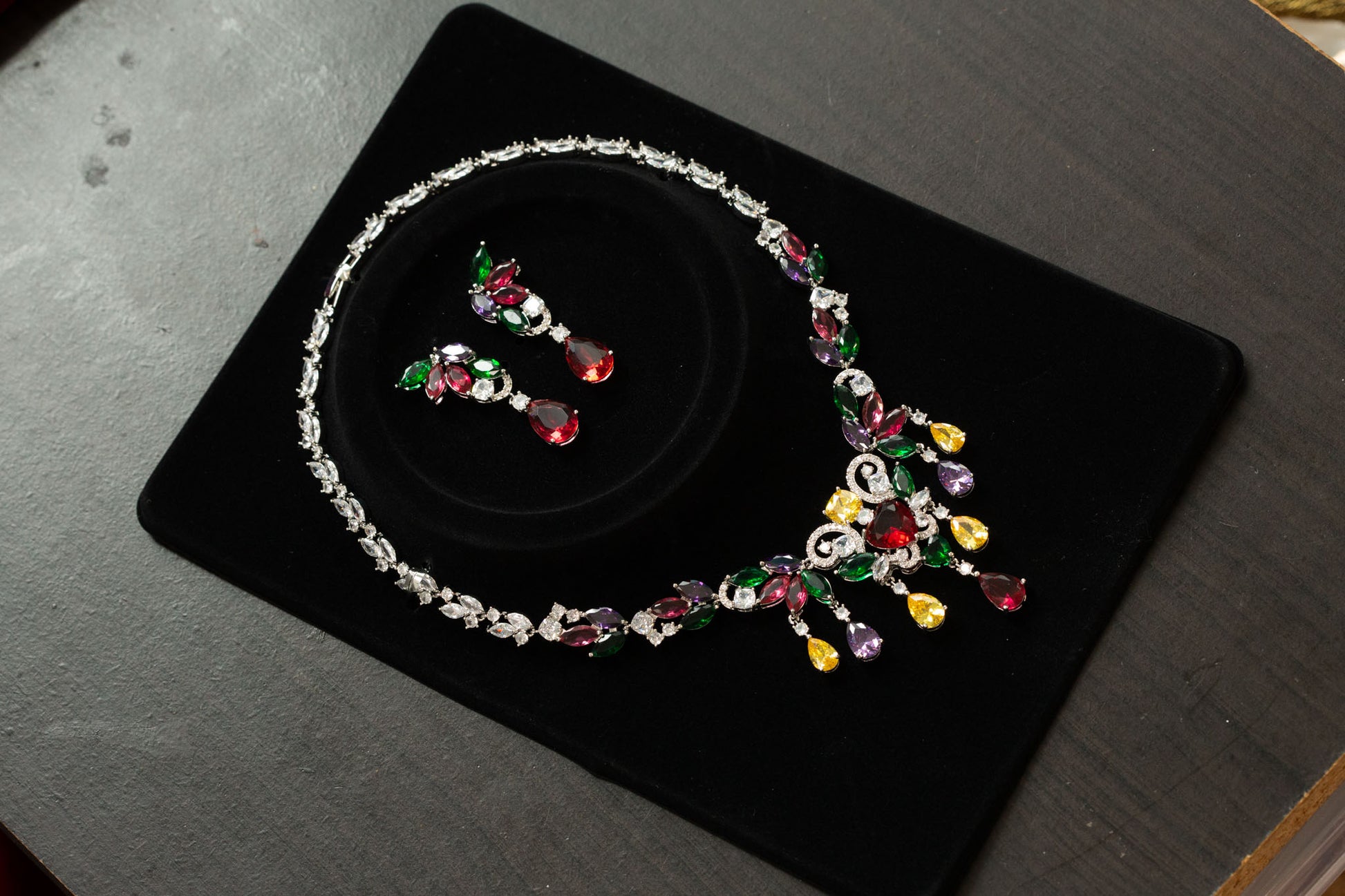 Veera Multi Color CZ Necklace Set