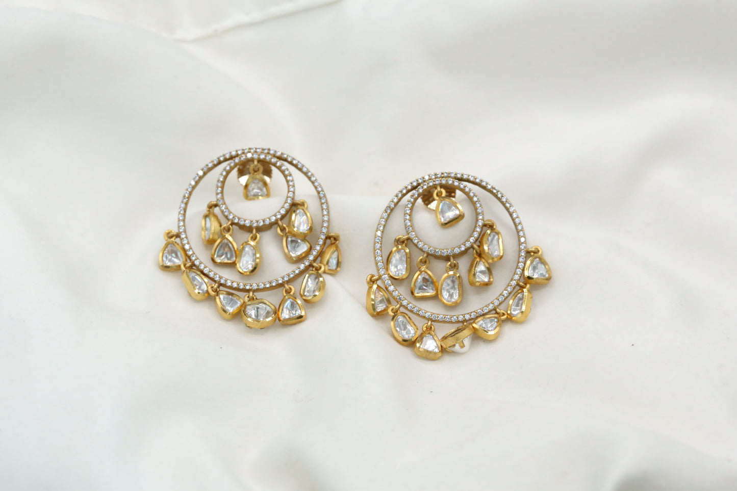 Moissanite Polki CZ Earrings