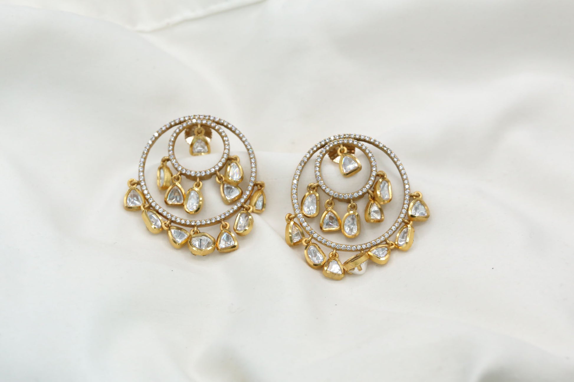 Moissanite Polki CZ Earrings
