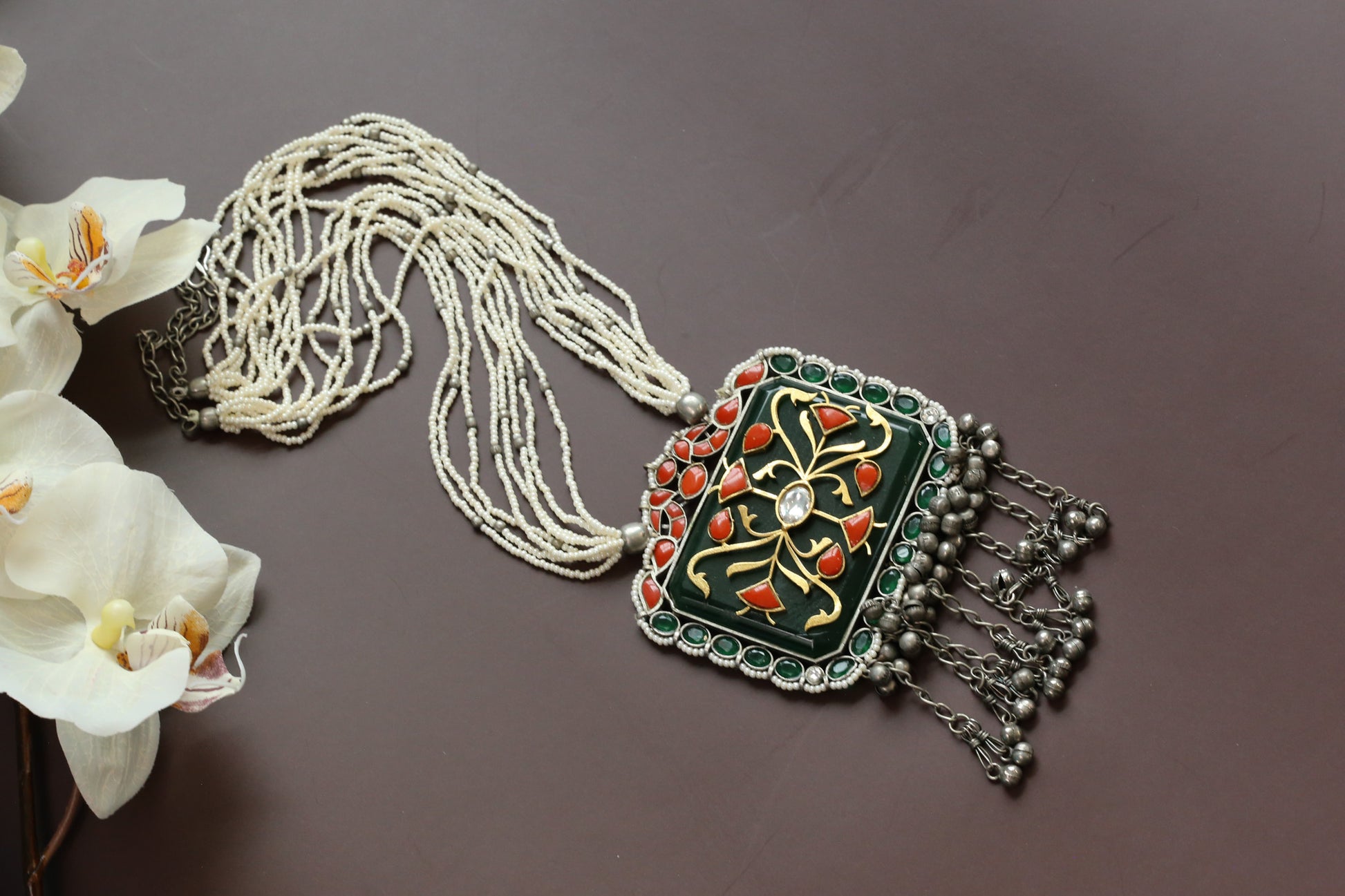 Fusion Inlay Stone SLA Necklace - Coral