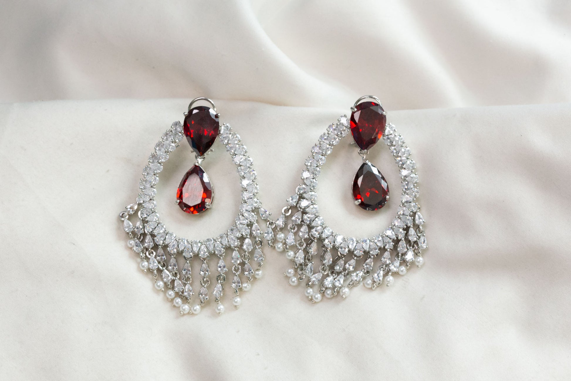 Alia Bhatt CZ Earrings - Red