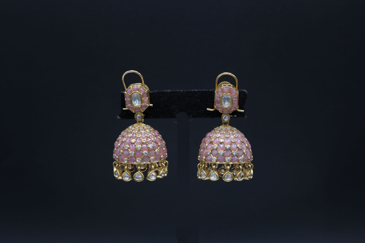 Takkar Kundan Polki Kundan Jhumka - Pink