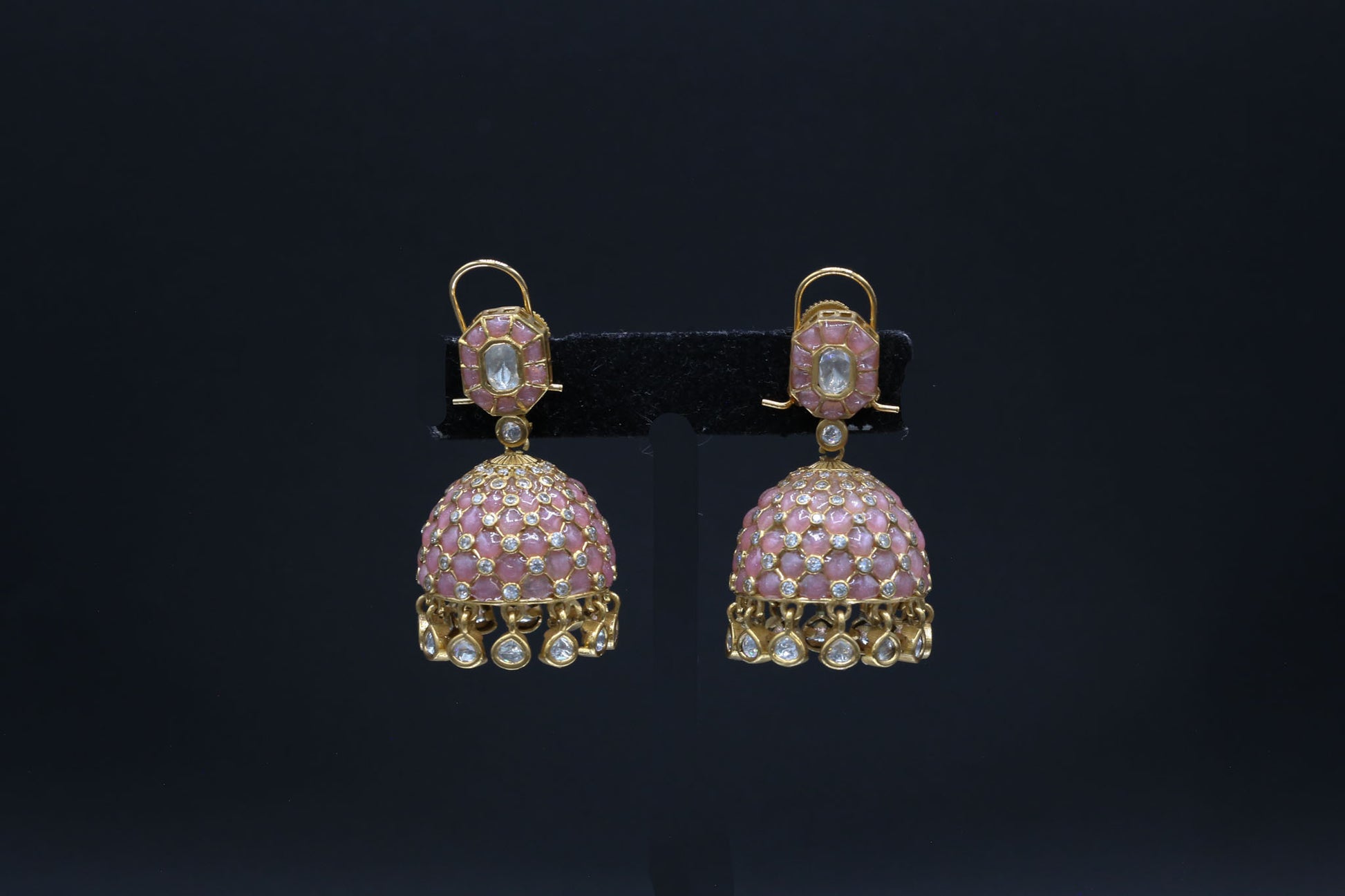 Takkar Kundan Polki Kundan Jhumka - Pink