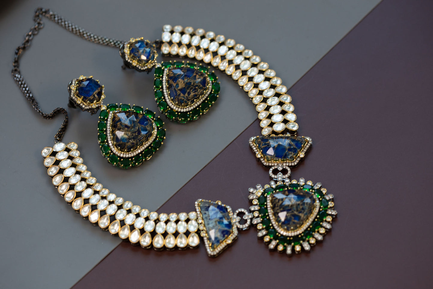 Mosaic Doublet & Kundan Necklace Set