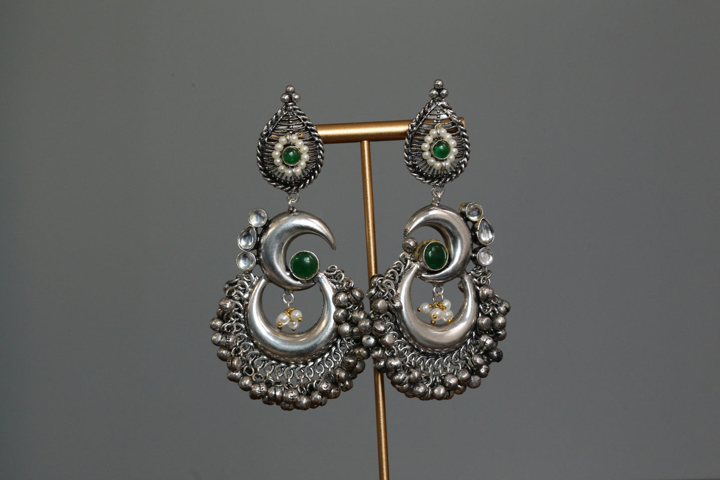 Chandrika Oxidized Chandbaali - Green